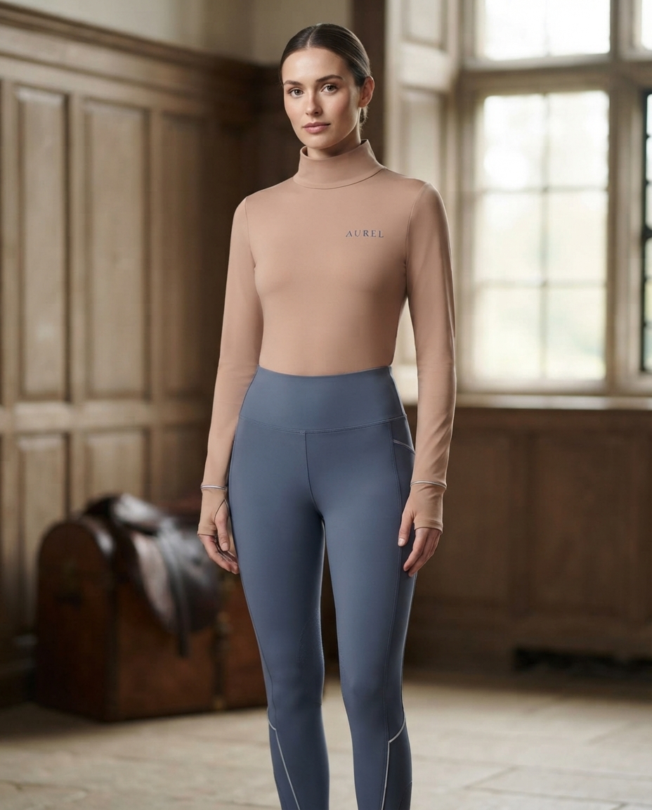 Canter funnel-neck top with thumb-hole cuff
